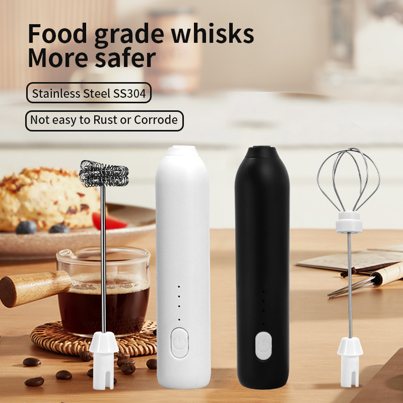 Electric Milk Frother Handheld - 2-in-1 elektrischer Kaffeeaufschäumer + Schneebesen, kabellose