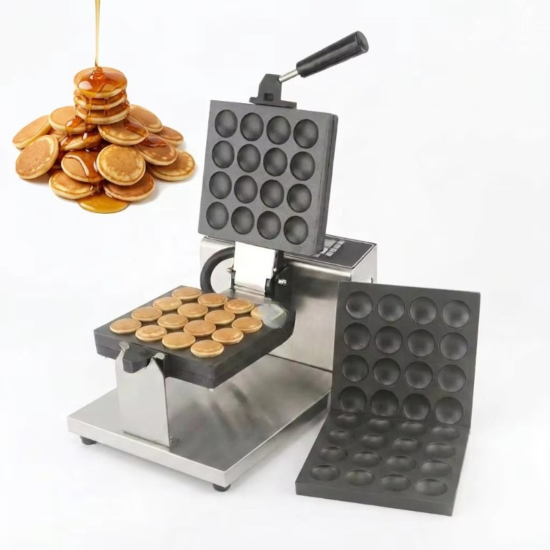 Mini Waffle Maker Machine - Antihaft-Poffertjes-Maschine mit 16 Löchern, kommerzieller Mini-Pfannkuchenbereiter