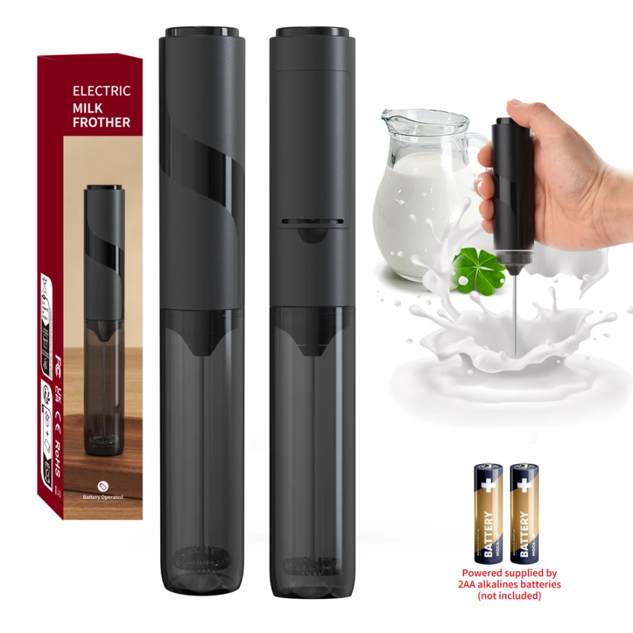 Electric Milk Frother Handheld - Elektrischer Milchaufschäumer aus Edelstahl, tragbarer Kaffee-Aufschäumstab