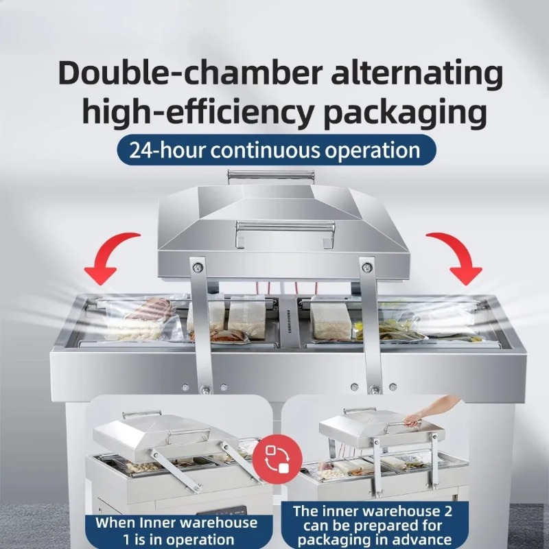 Food Vacuum Sealer Machine - Doppelkammer-Vakuumiergerät Große Kommerzielle Lebensmittelverpackungsmaschine Automatischer Vakuumierer