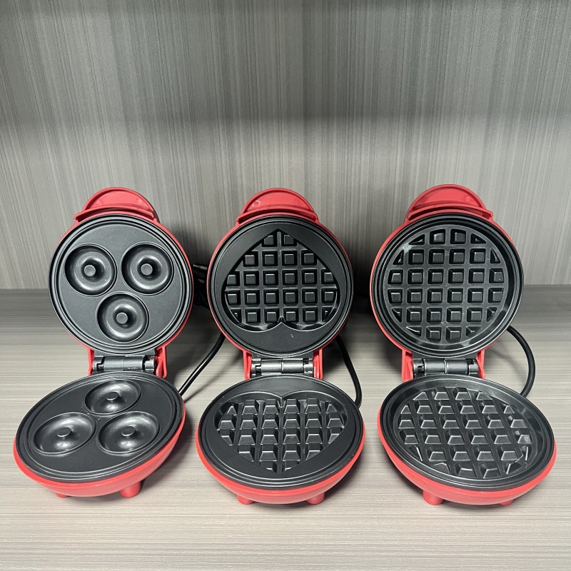 Mini Waffle Maker Machine - Multifunktionaler Mini-Herzförmiger Waffeleisen mit Doppelseitiger Heizung,