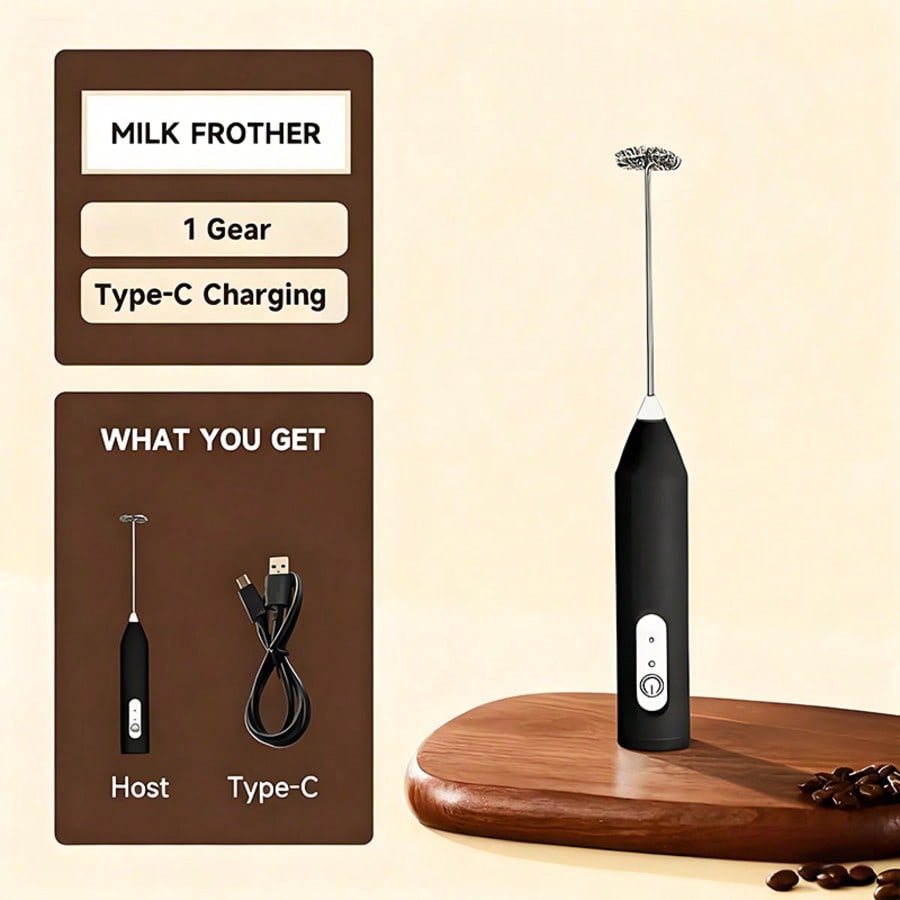 Electric Milk Frother Handheld - 1er-Pack Handmixer, elektrischer Mixer, Eierschläger, Milchaufschäumer,