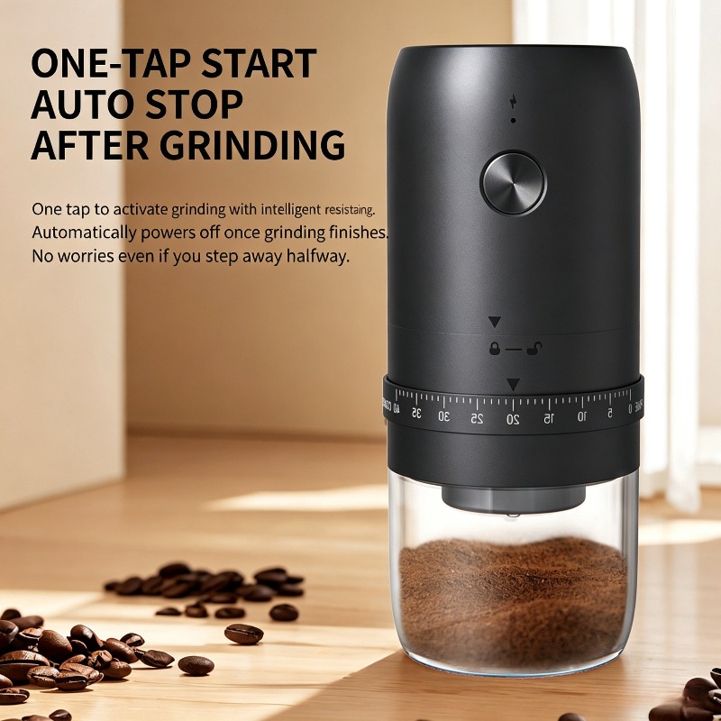 Coffee Bean Grinder Electric - Tragbare USB-Elektrische Kaffeemühle 40 Stufen Wiederaufladbare