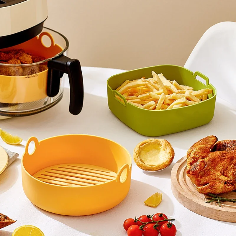 Air Fryer Silicone Pot Liner - Runde Luftfritteuse-Einlagen, quadratische Luftfritteuse, Silikontopf, Schüssel,