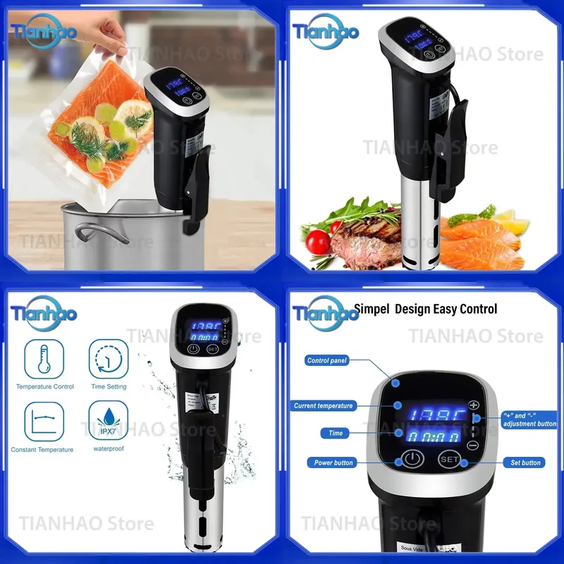 Digital Sous Vide Precision Cooker - IPX7 Wasserdichter Sous-Vide-Präzisionskocher, Tauchzirkulator für Vakuum-Lebensmittelkochen