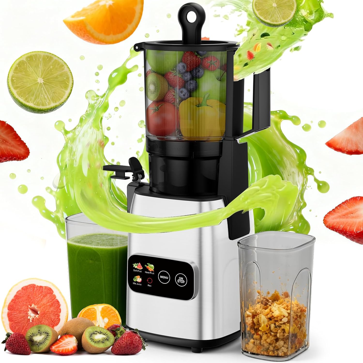 Electric Slow Juicer Cold Press - Langsam Mahlender Kaltpress-Entsafter, 300W, 5,4-Zoll Breiter