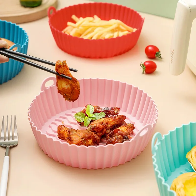 Air Fryer Silicone Pot Liner - Airfryer Backpapier Silikon BBQ-Korbmatte Wiederverwendbare Ofenbackmatte