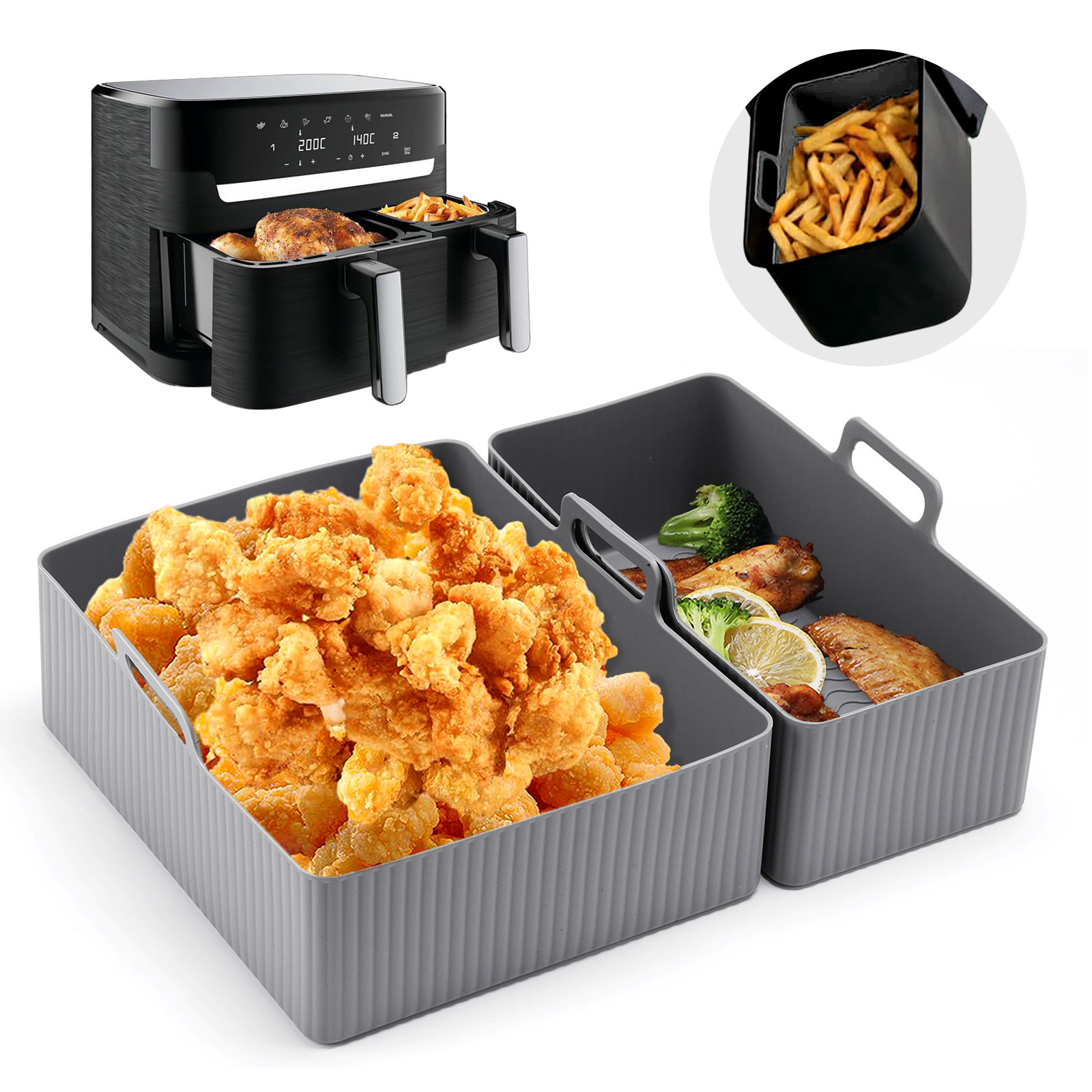2 teile/satz Silikon Air Frite – Air Fryer Silicone Pot Liner Bewertung und Preis